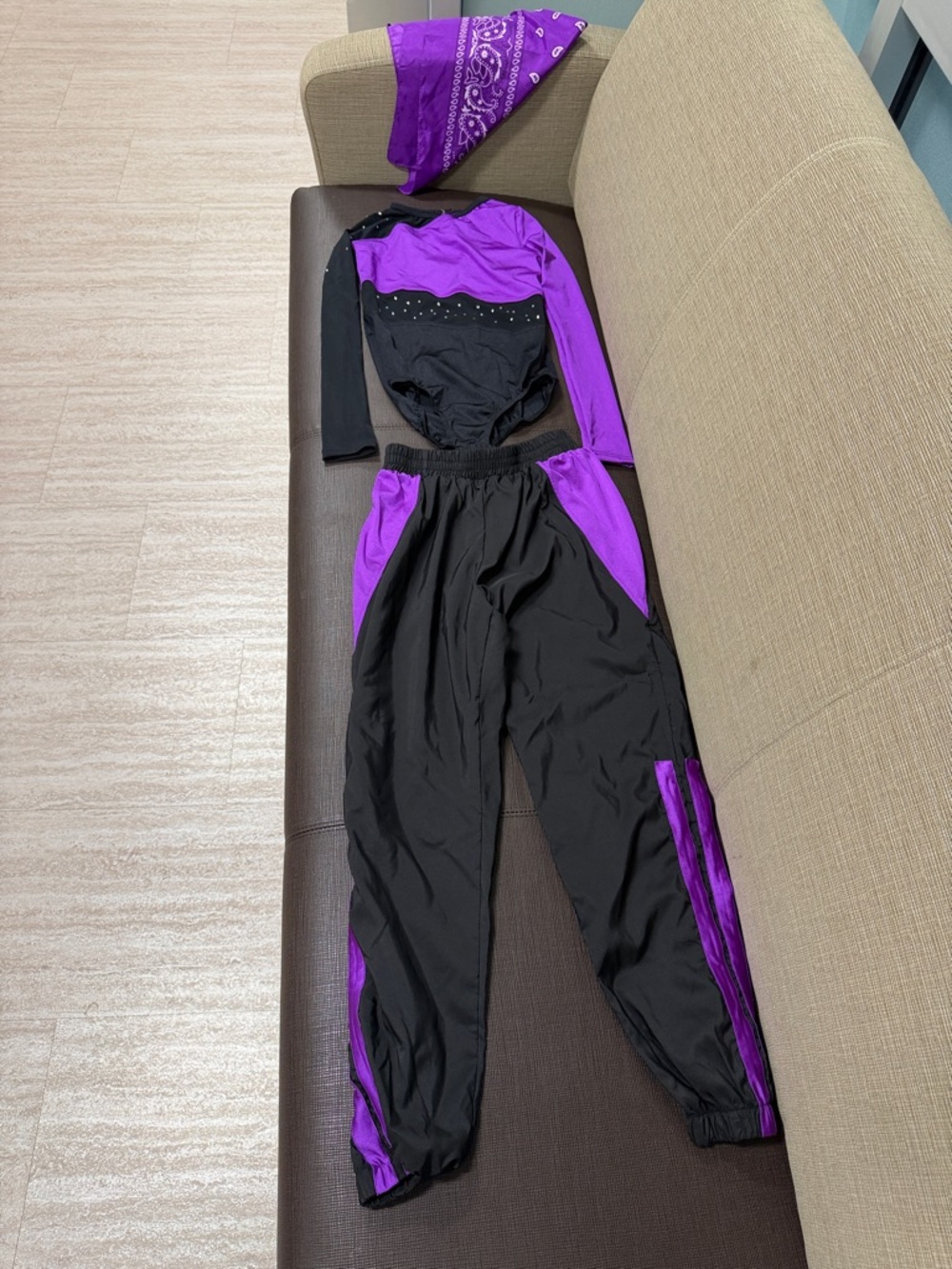 Medium child hip hop dance costume Purple & Black  Active